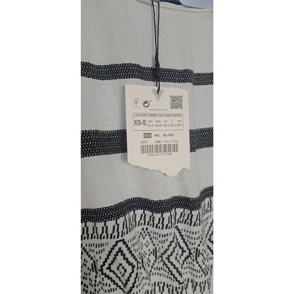 ZARA Boho Kaftan Dress Ecru Beaded XS/S Maxi Adjustable Waist Gypsy Festival - Picture 10 of 14